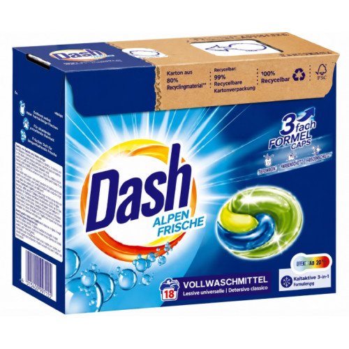 Капсули для прання універсальні Dash Alpen Frische 3 in 1, 18 прань